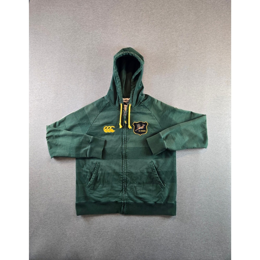 Canterbury South Africa Rugby Hoodie‎ Mens XL Green Springboks Full Zip Stripe